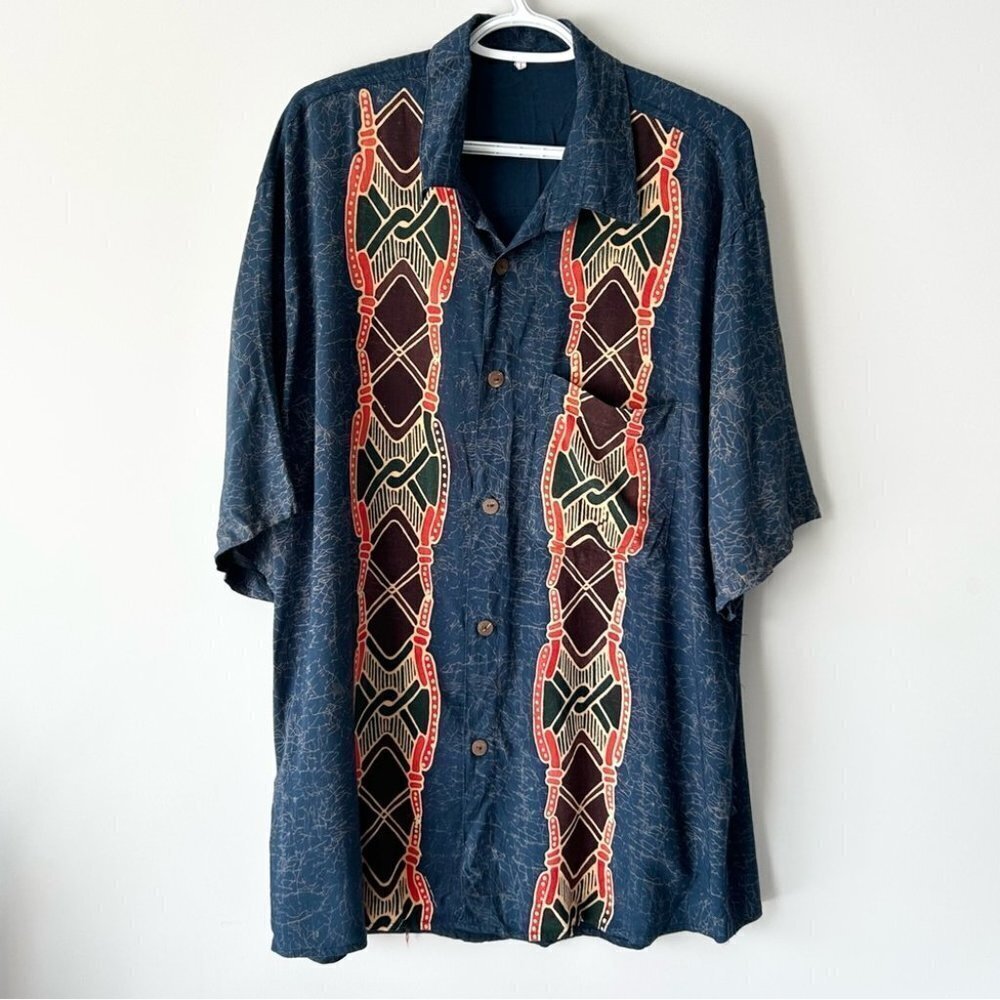Vintage Novelty Pattern Short Sleeve  Button Down Shirt
